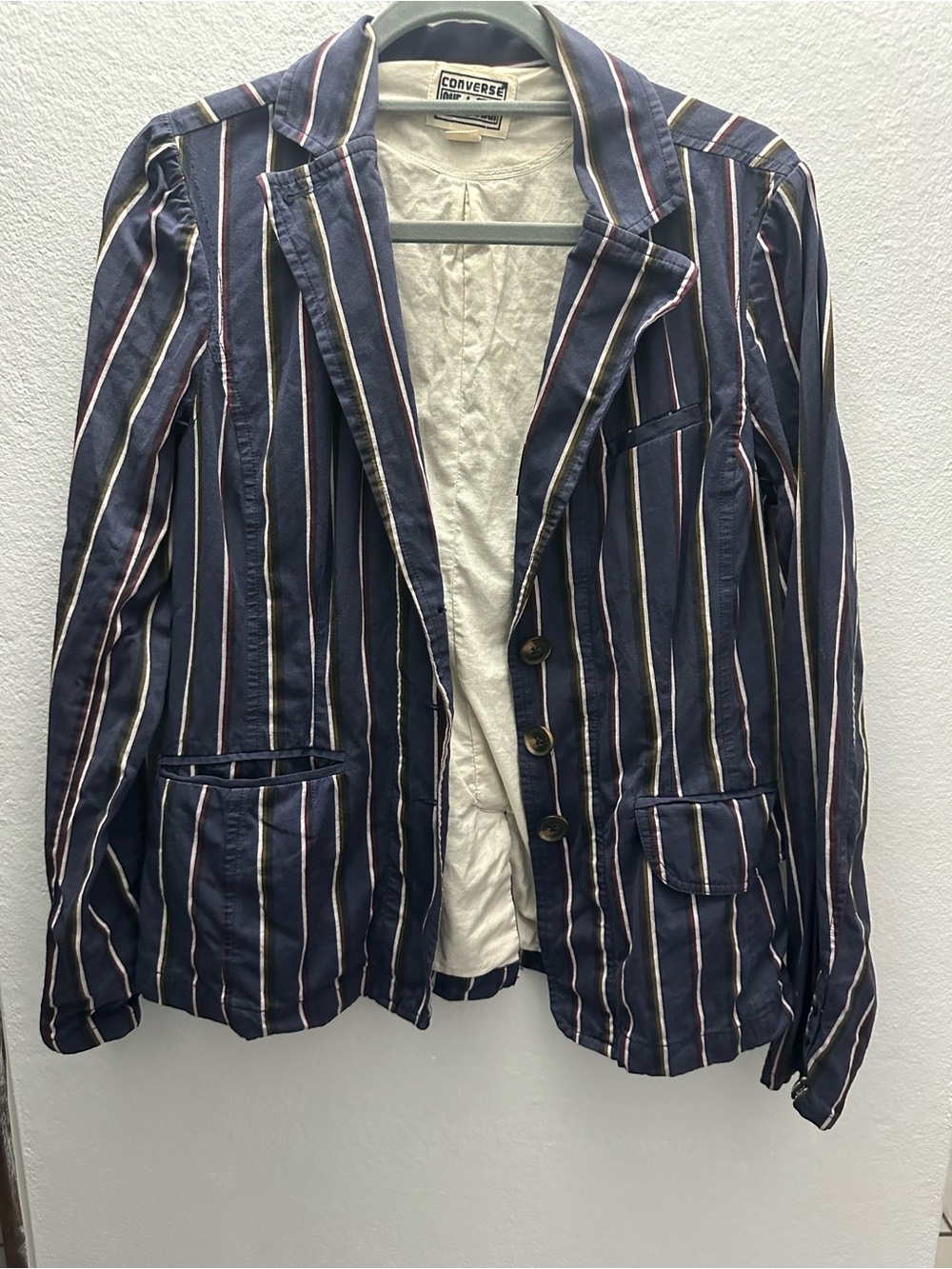 Converse Navy Blazer with White and Pink Stripes